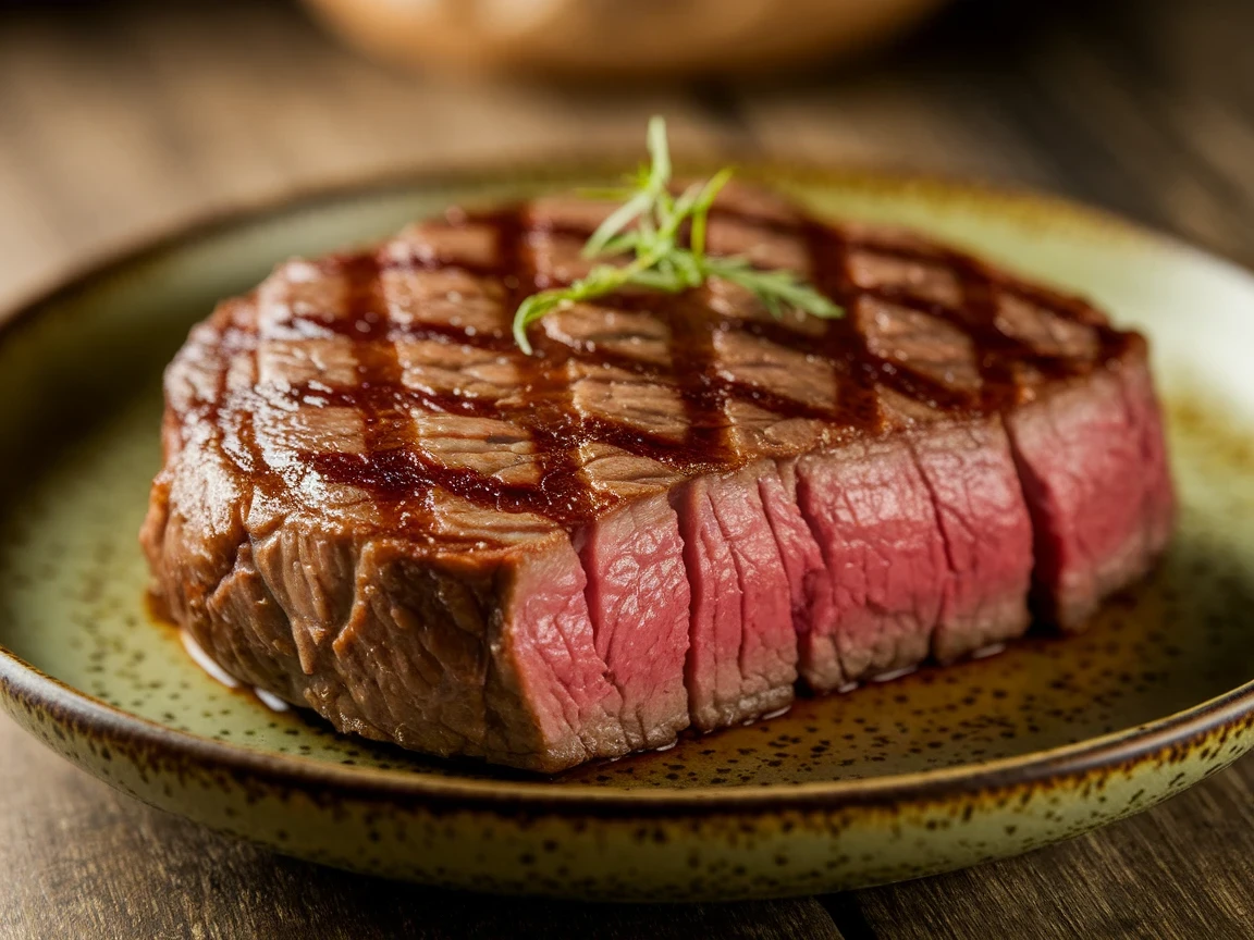 Rindersteak perfekt in der Pfanne gebraten, außen knusprig und innen zart.
