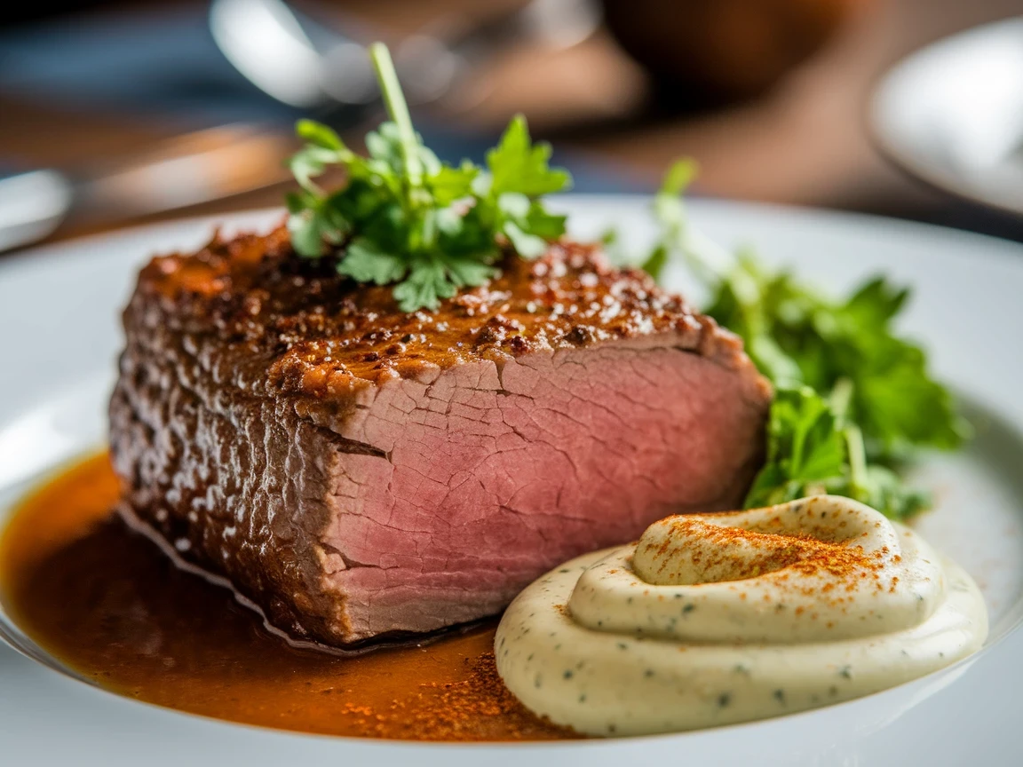 Traditionell gekochter Tafelspitz mit Schnittlauchsauce und Rösterdäpfeln.