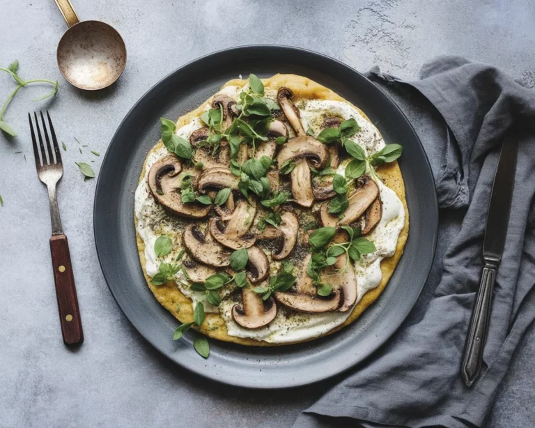 Leckere herzhafte vegane Pfannkuchen mit Gemüsefüllung in der Pfanne gebraten.