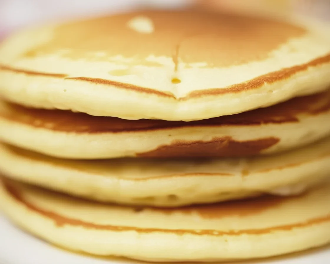 Vegane Pfannkuchen mit Apfelmus auf einem Teller, garniert mit frischen Früchten.