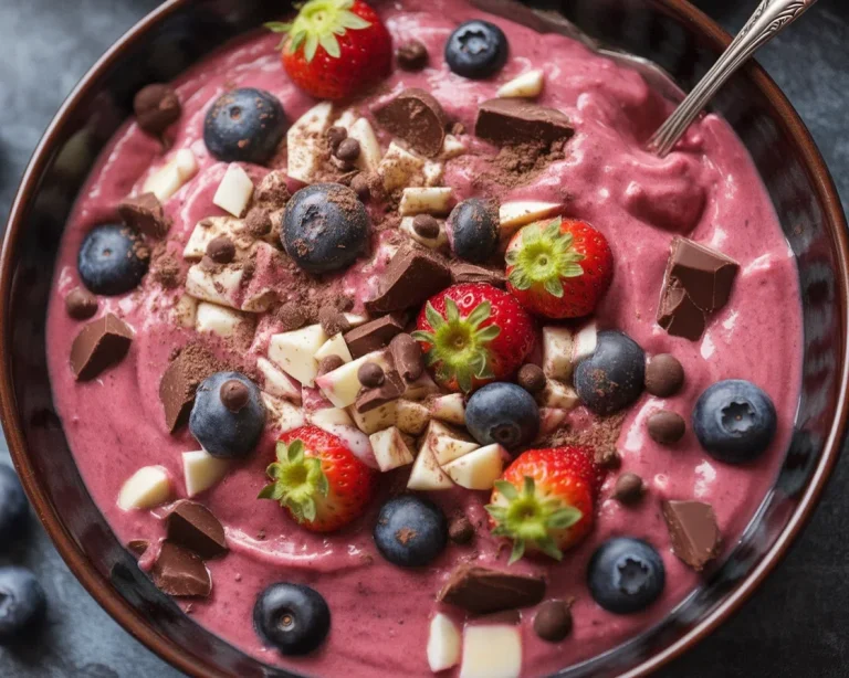 Gesunde Smoothie Bowl mit Beeren als kalorienarmes Frühstücksrezept