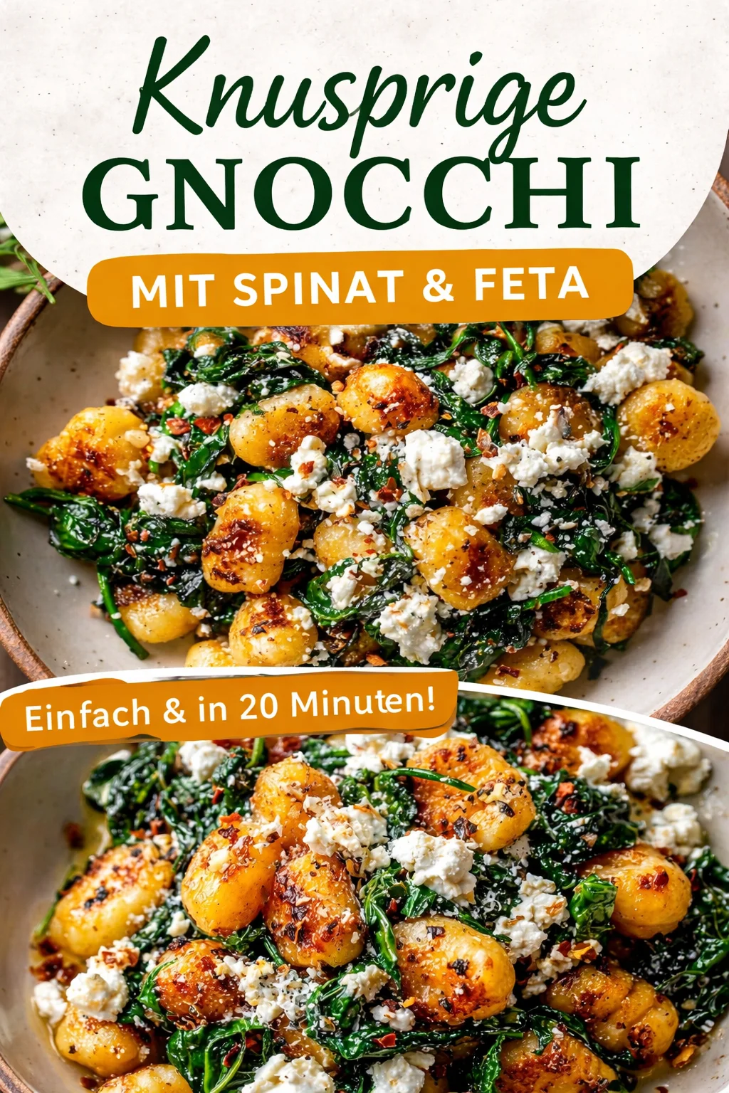 Cremige Gnocchi mit Spinat und Feta