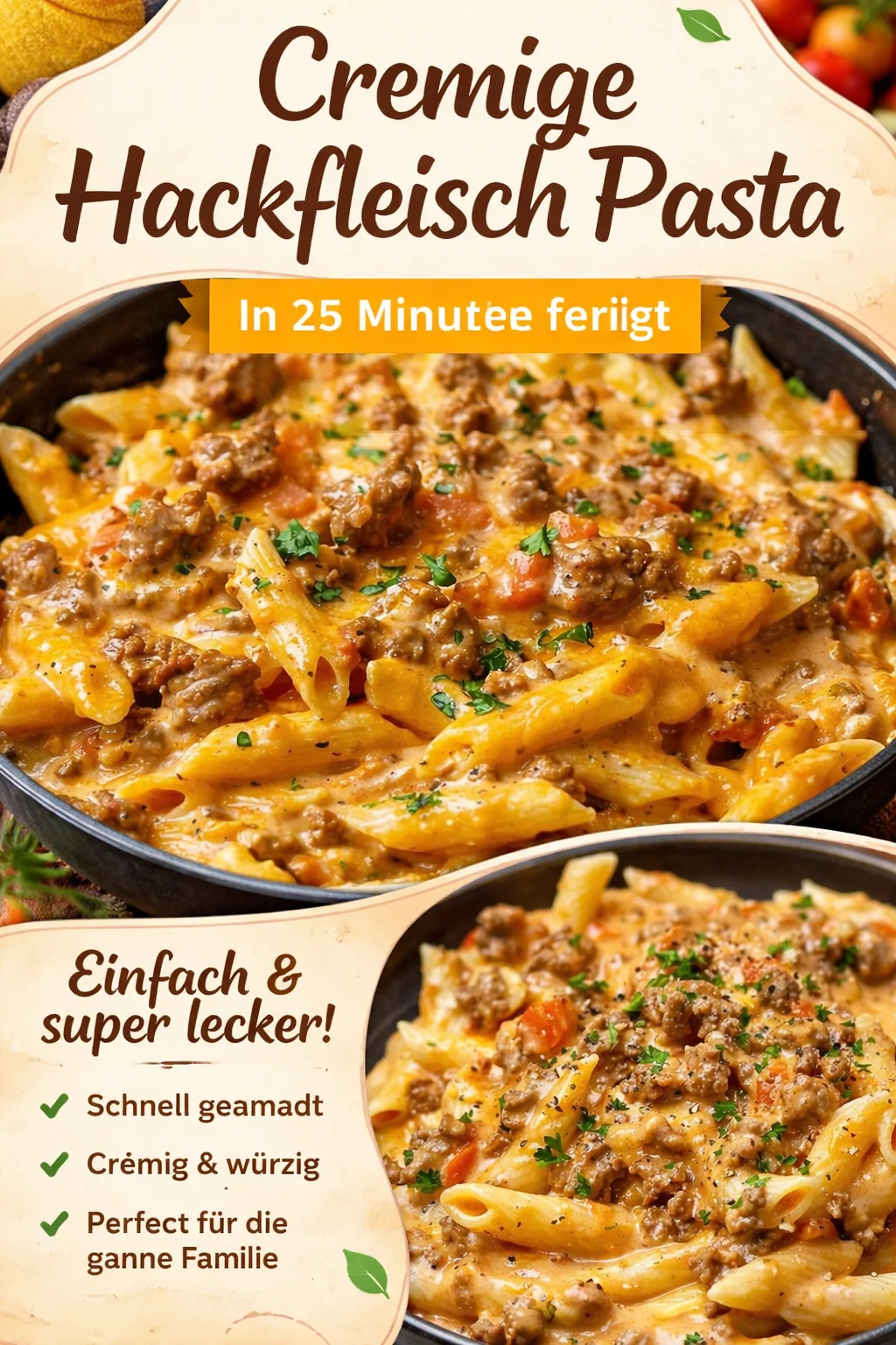 Cremige Rindfleisch-Pasta