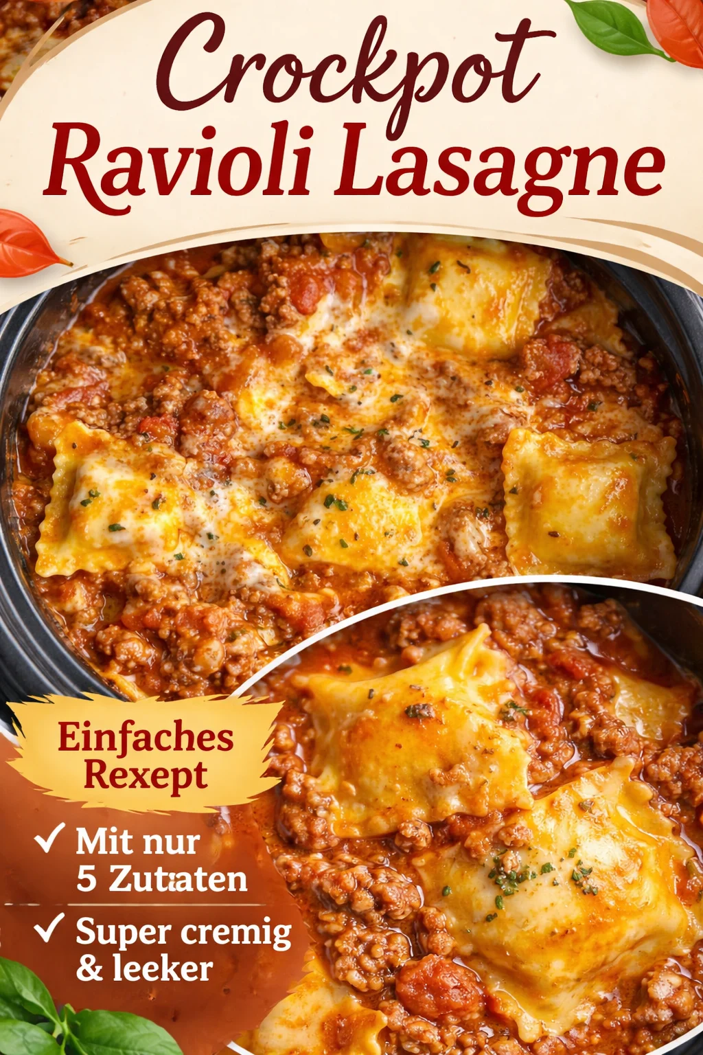 Crockpot Ravioli-Lasagne: Ein müheloses, geschmackvolles Meisterwerk der Comfort Food-Küche