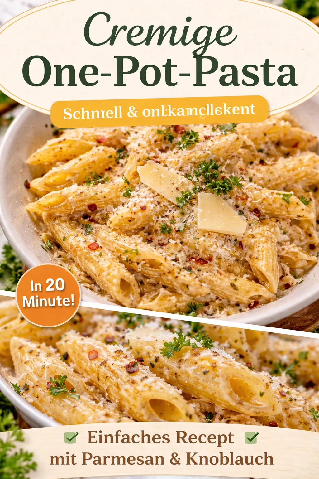 Einteilige cremige Knoblauchpasta