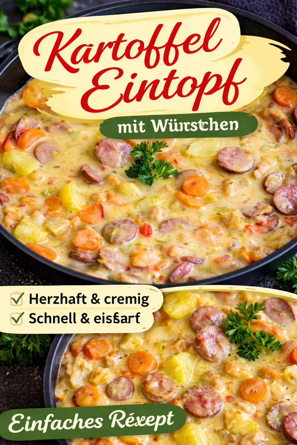 Eintopf mit Kartoffeln und Würstchen (einfaches Rezept)