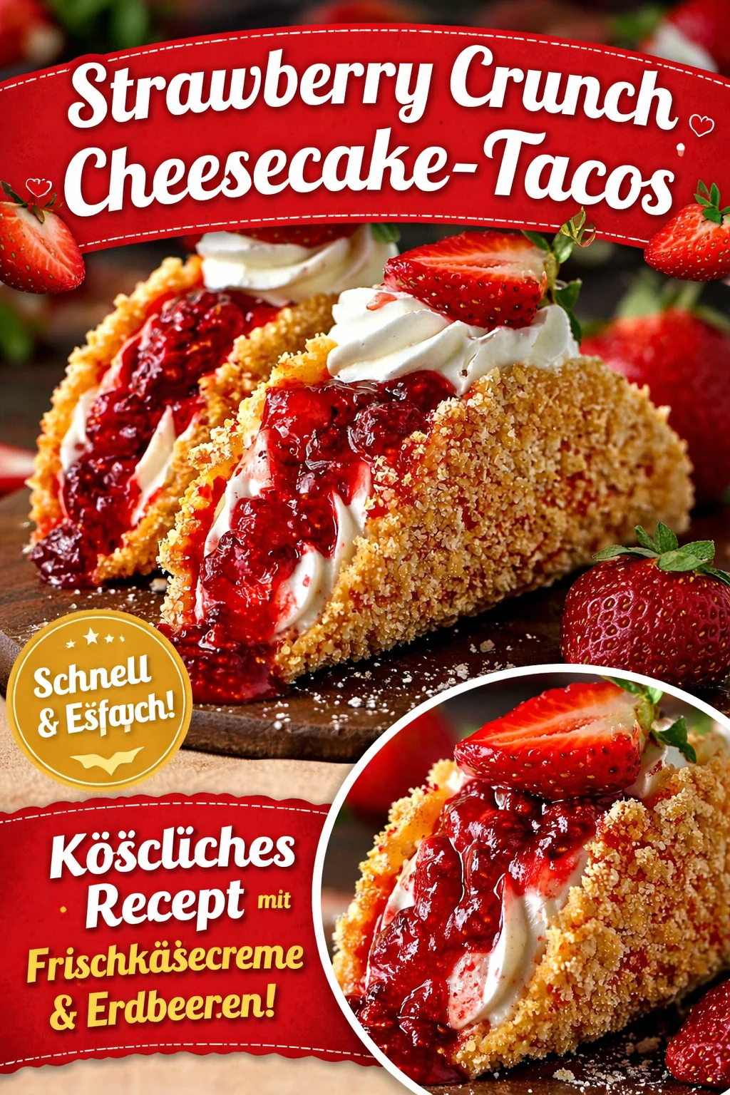 Erdbeer Crunch Cheesecake Tacos