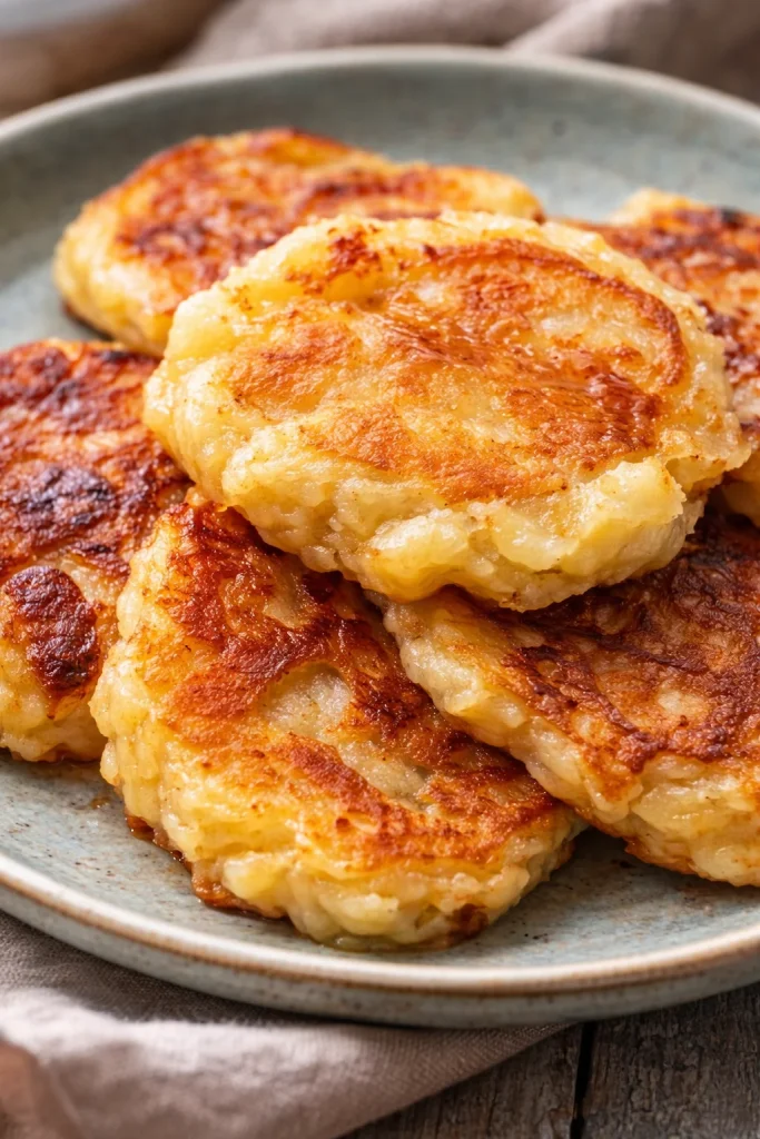 Fluffige Eierkuchen auf einem bunten Teller serviert