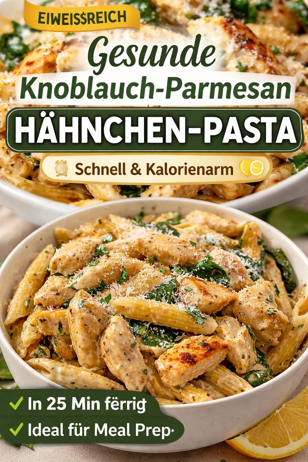 Gesunde Knoblauch-Parmesan-Hühnchen-Pasta