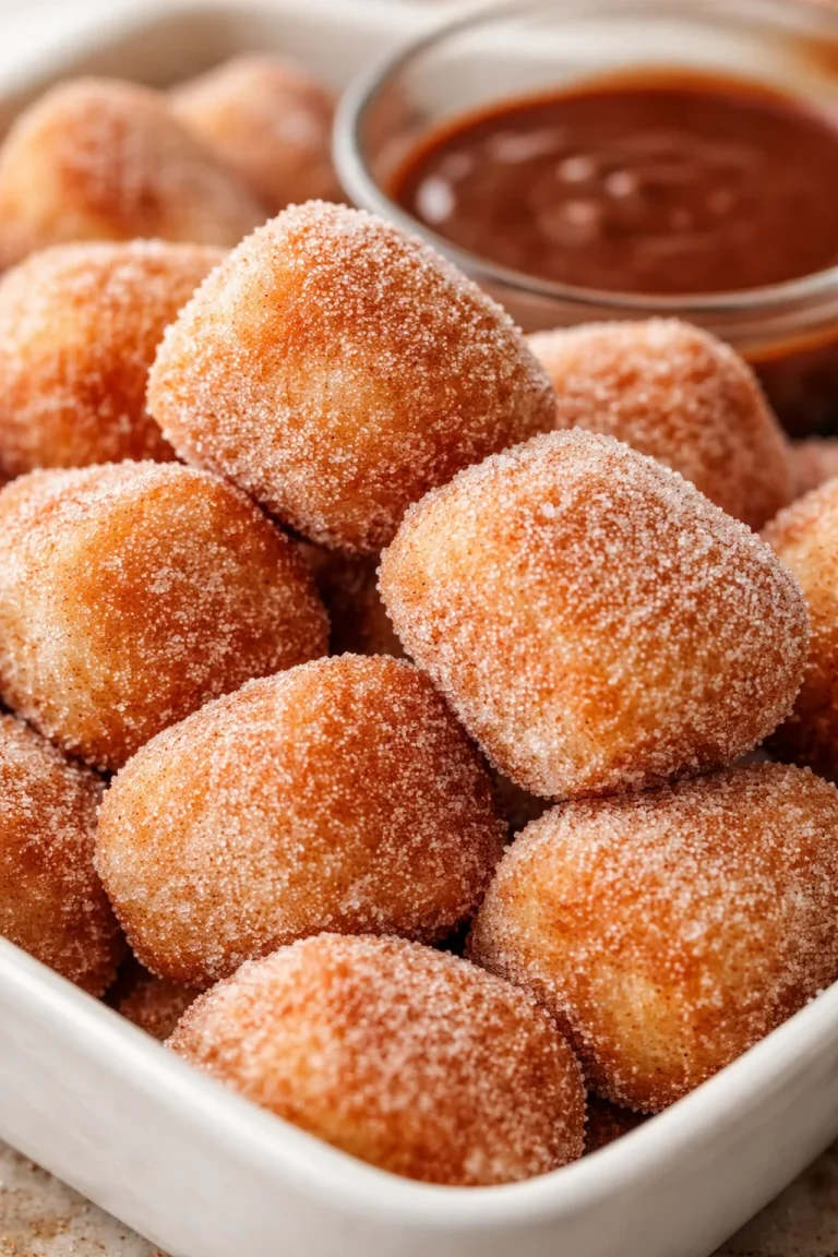 Gesunde Luftfritteuse Churro Bissen auf einem Teller, lecker und knusprig.