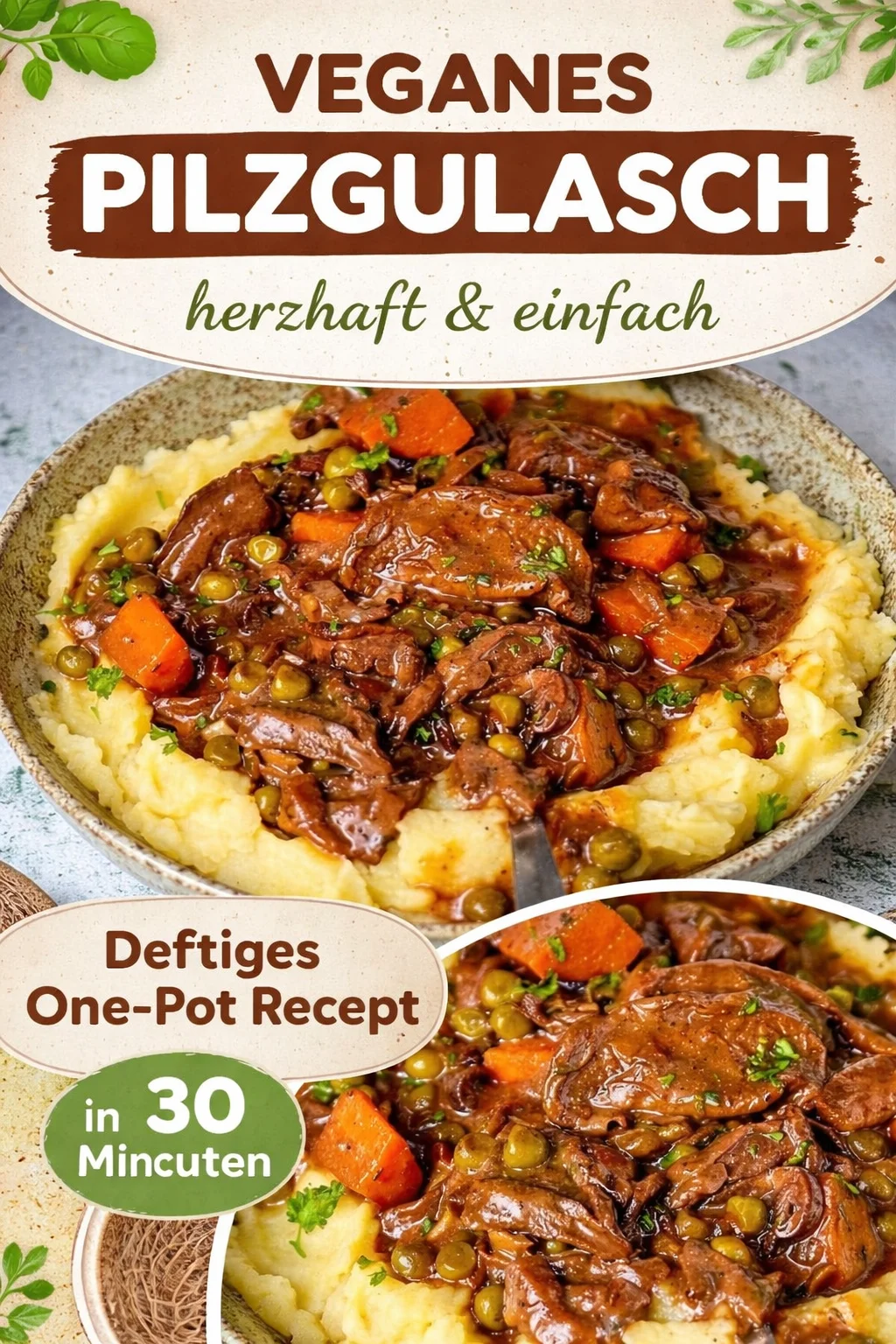 Herzhaftes Pilzgulasch mit Kartoffelpüree
