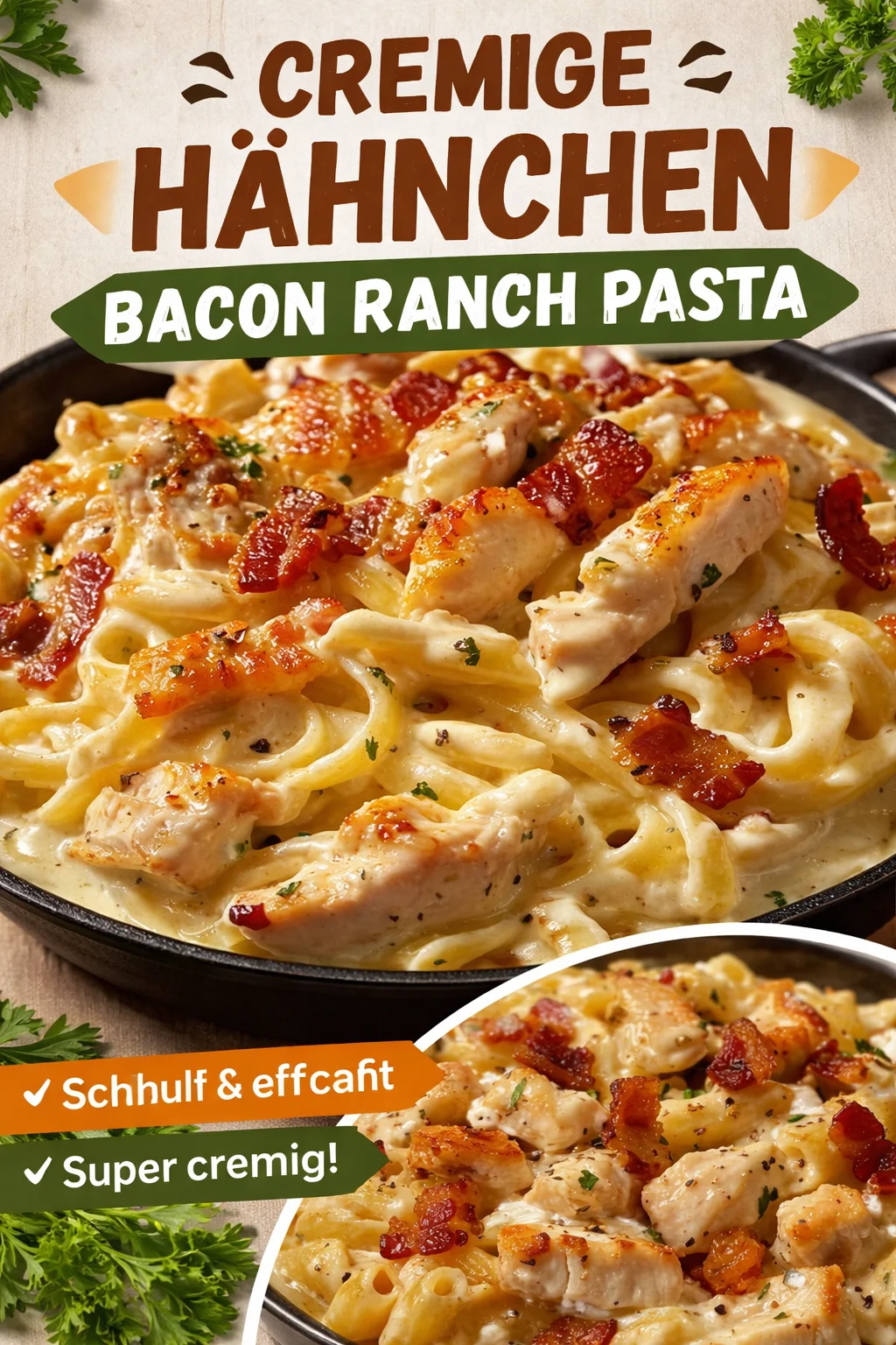 Hühnchen-Bacon-Ranch-Pasta