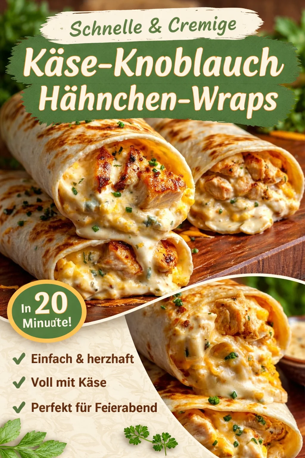 Käse-Knoblauch-Hähnchen-Wraps