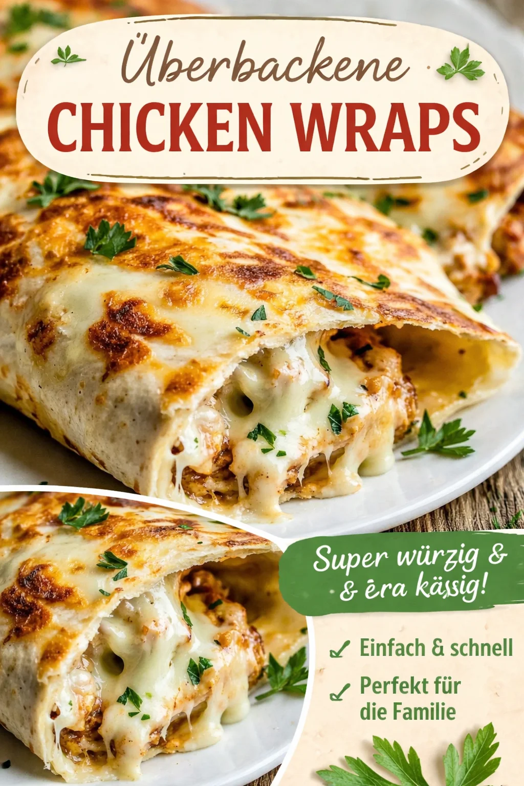 Käse-Knoblauch-Hühnchen-Wraps