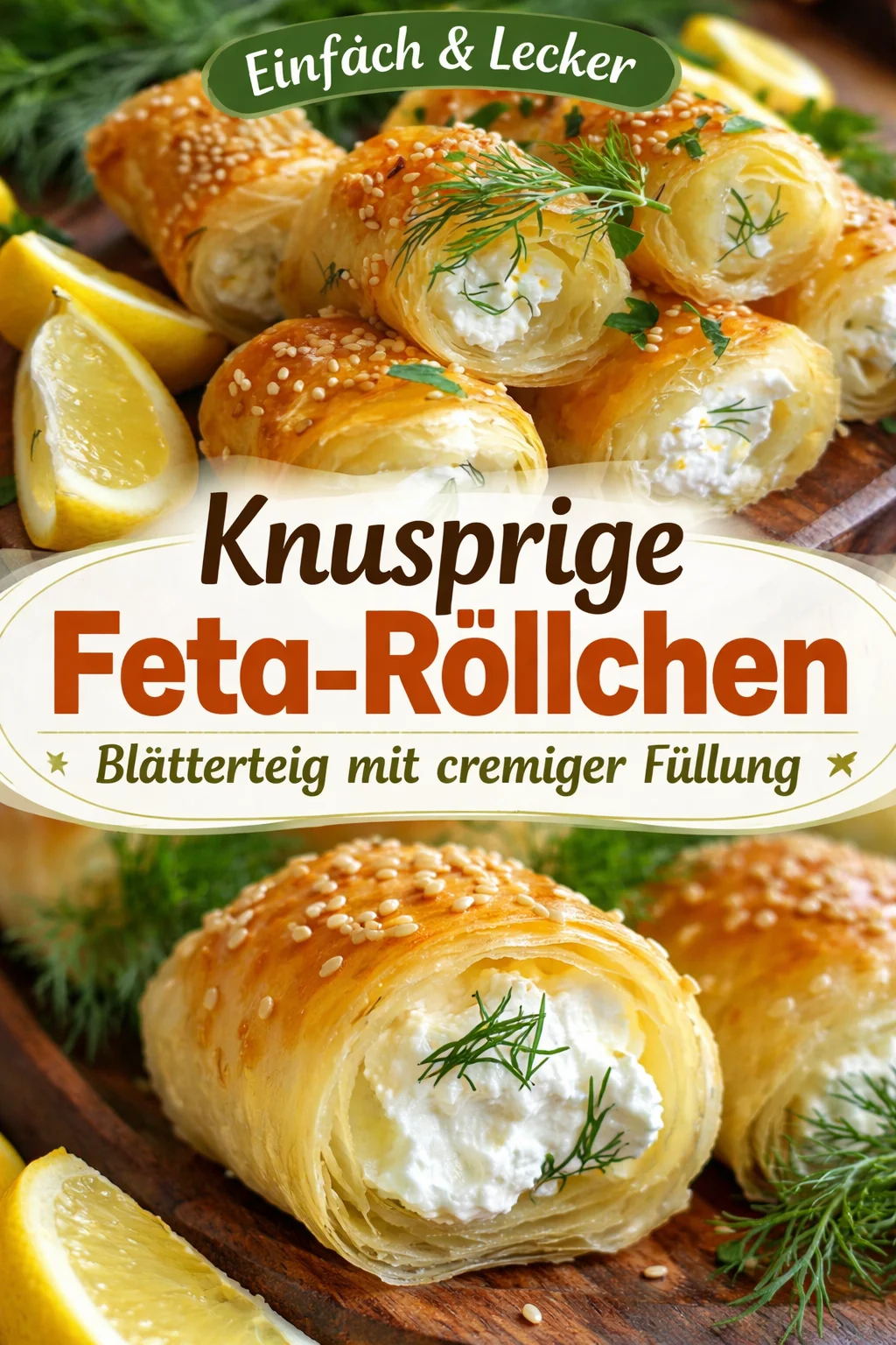 Ofen-gebackene Feta-Röllchen