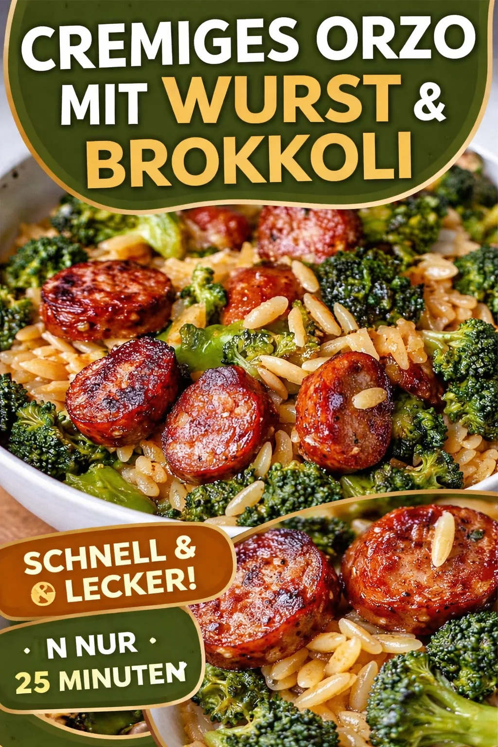 Orzo with Chicken Sausages and Broccoli