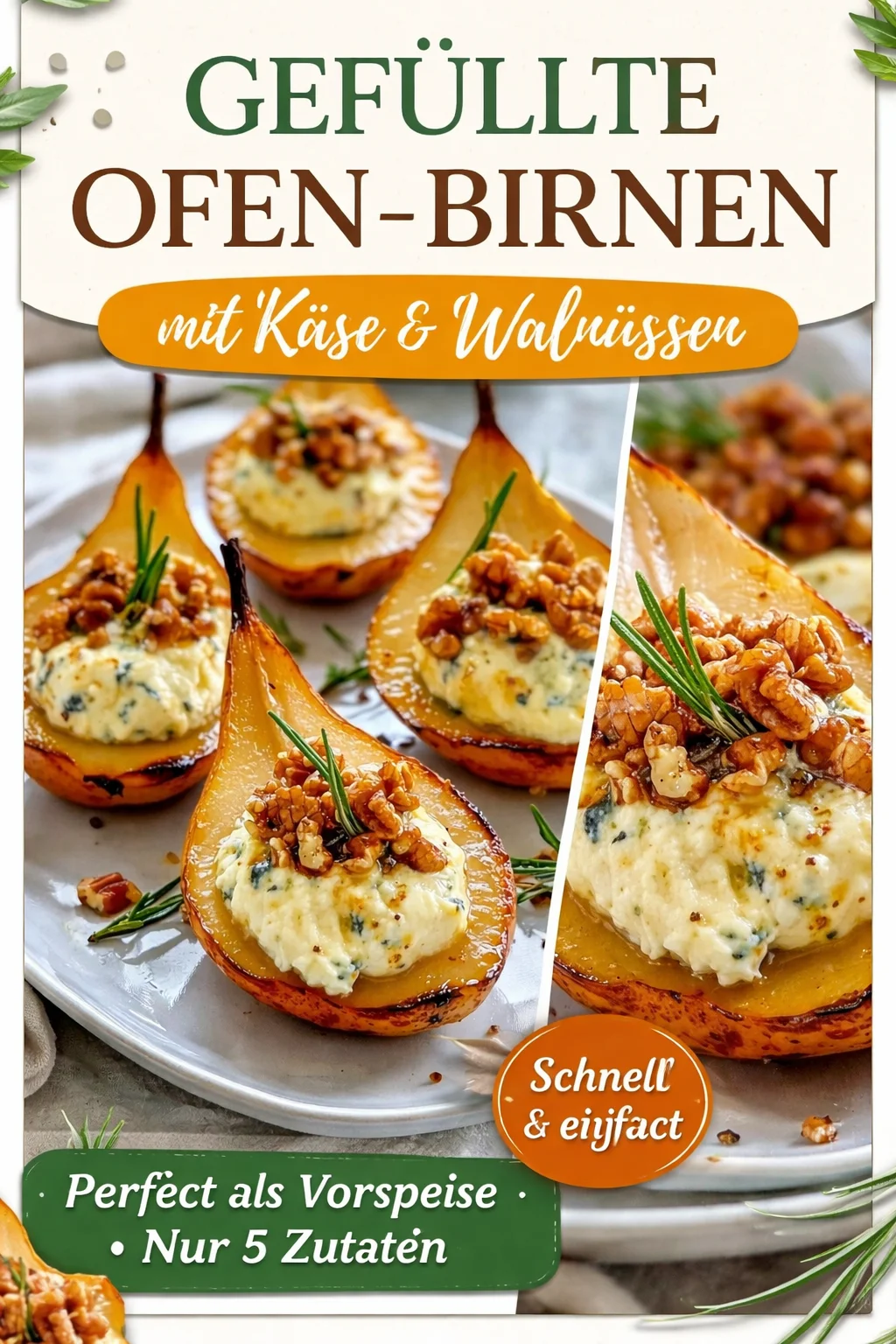 Pärchen mit Blauschimmelkäse und Walnüssen