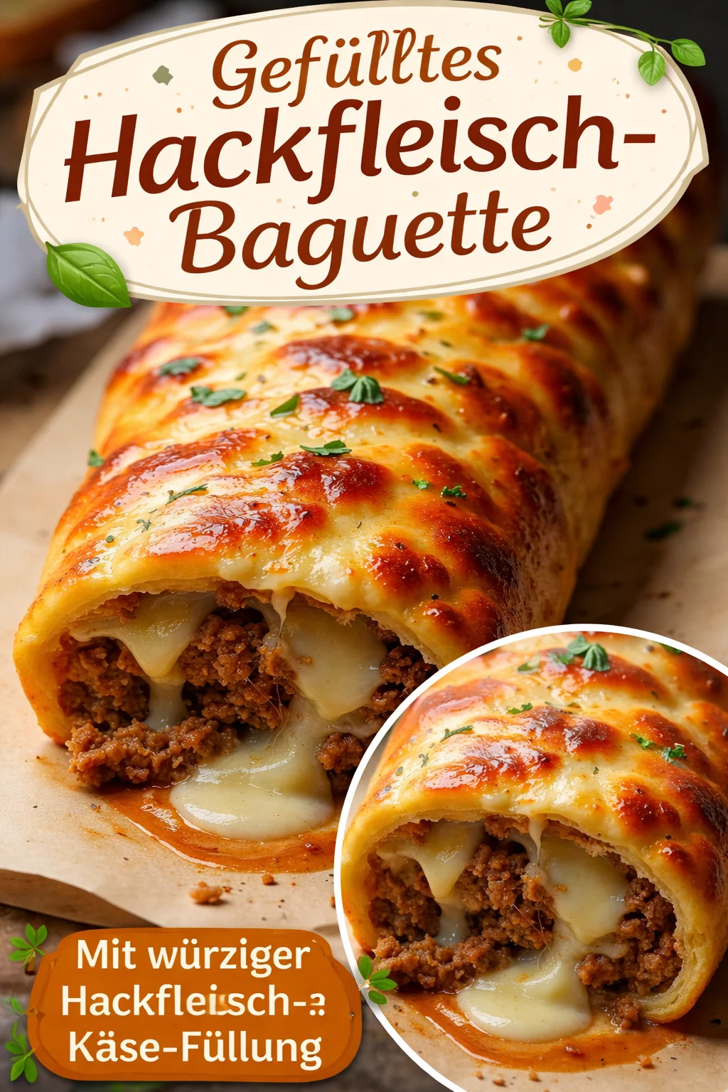 Perfekte Hackfleisch-Käse-Rolle