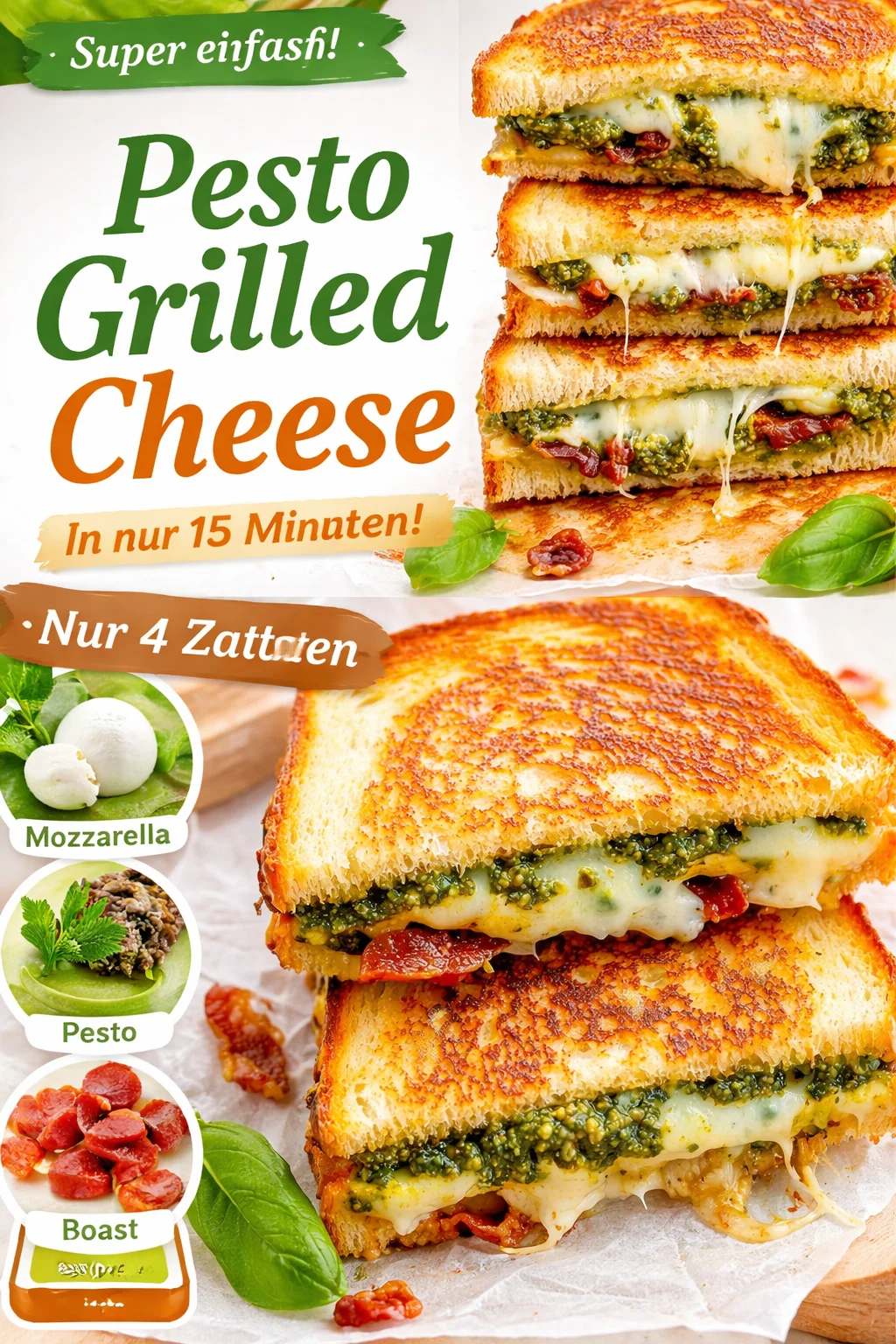 Pesto-Toast mit Käse