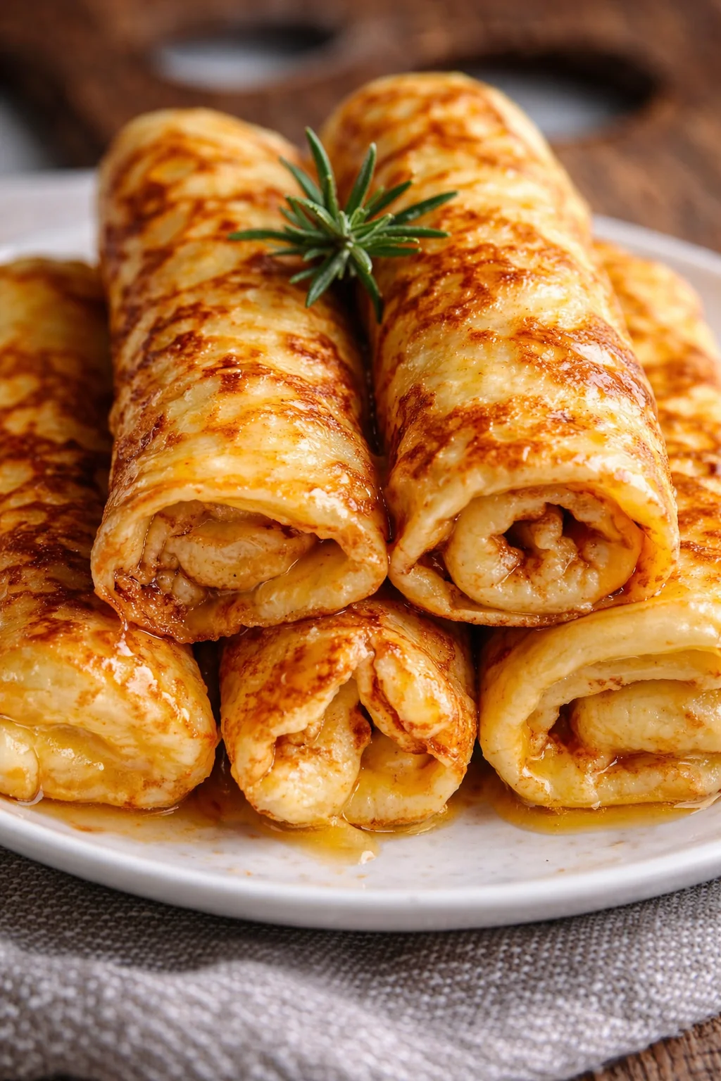 Leckere Quark-Pfannkuchen auf einem Teller serviert