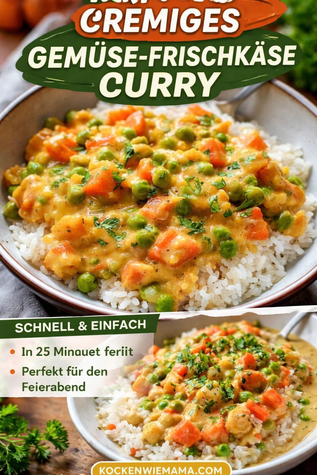 Reis mit Gemüse-Frischkäse-Sauce