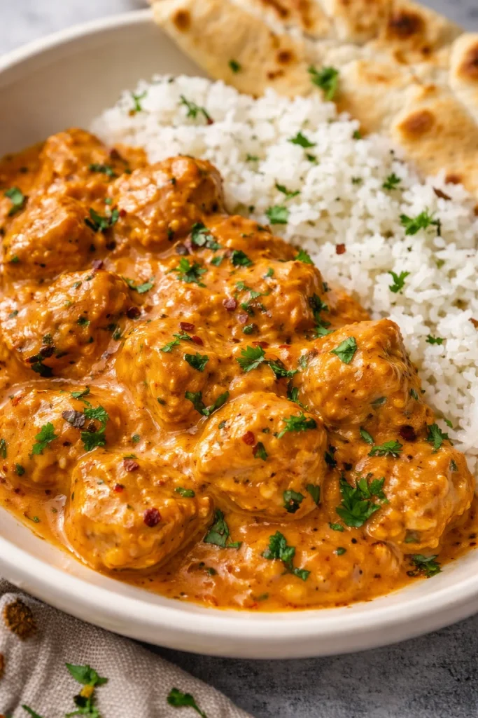 Hausgemachtes Butterhähnchen Rezept mit Gewürzen und cremiger Sauce