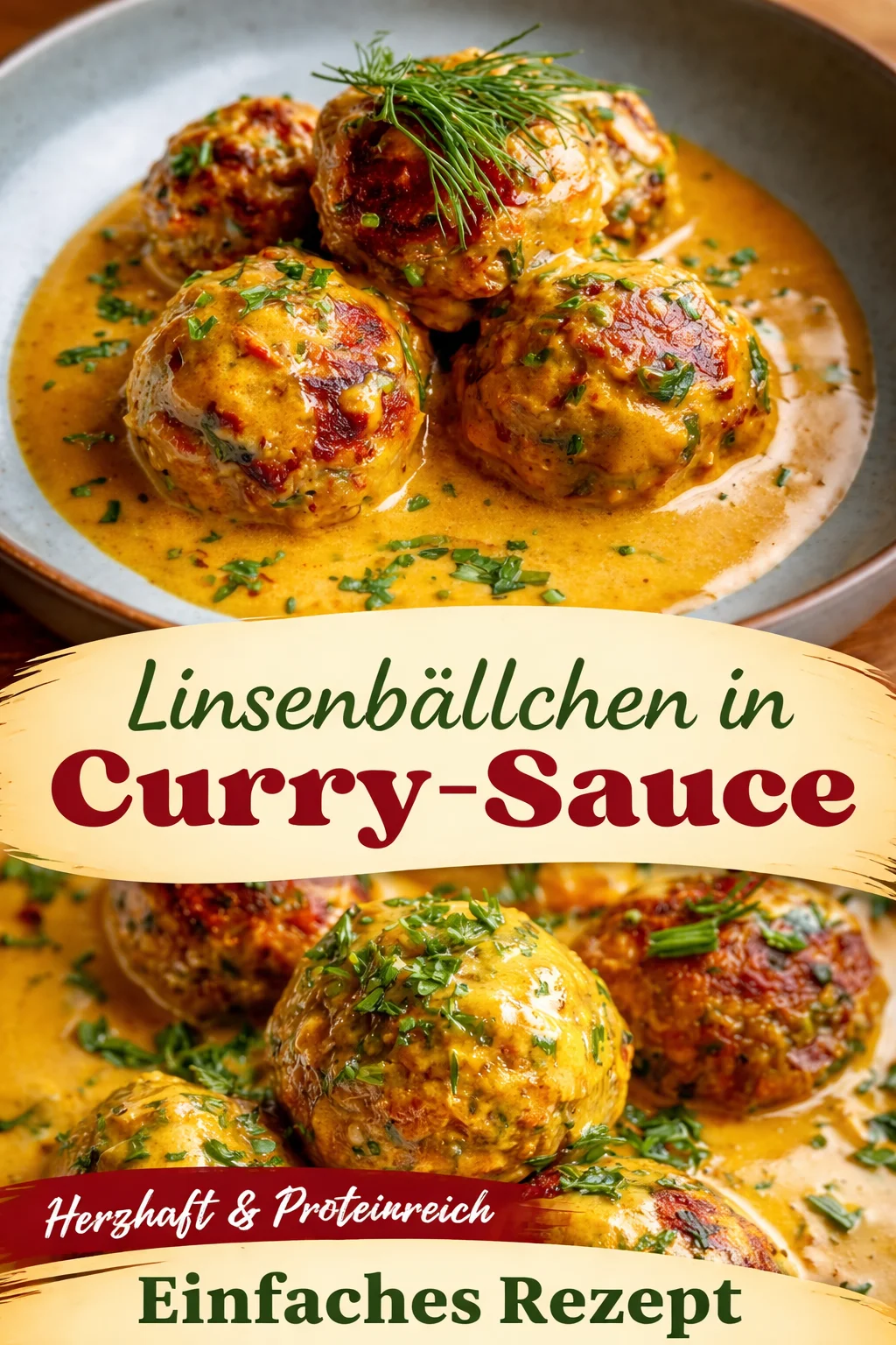 Vegan Lentil Dumplings in Creamy Curry Sauce