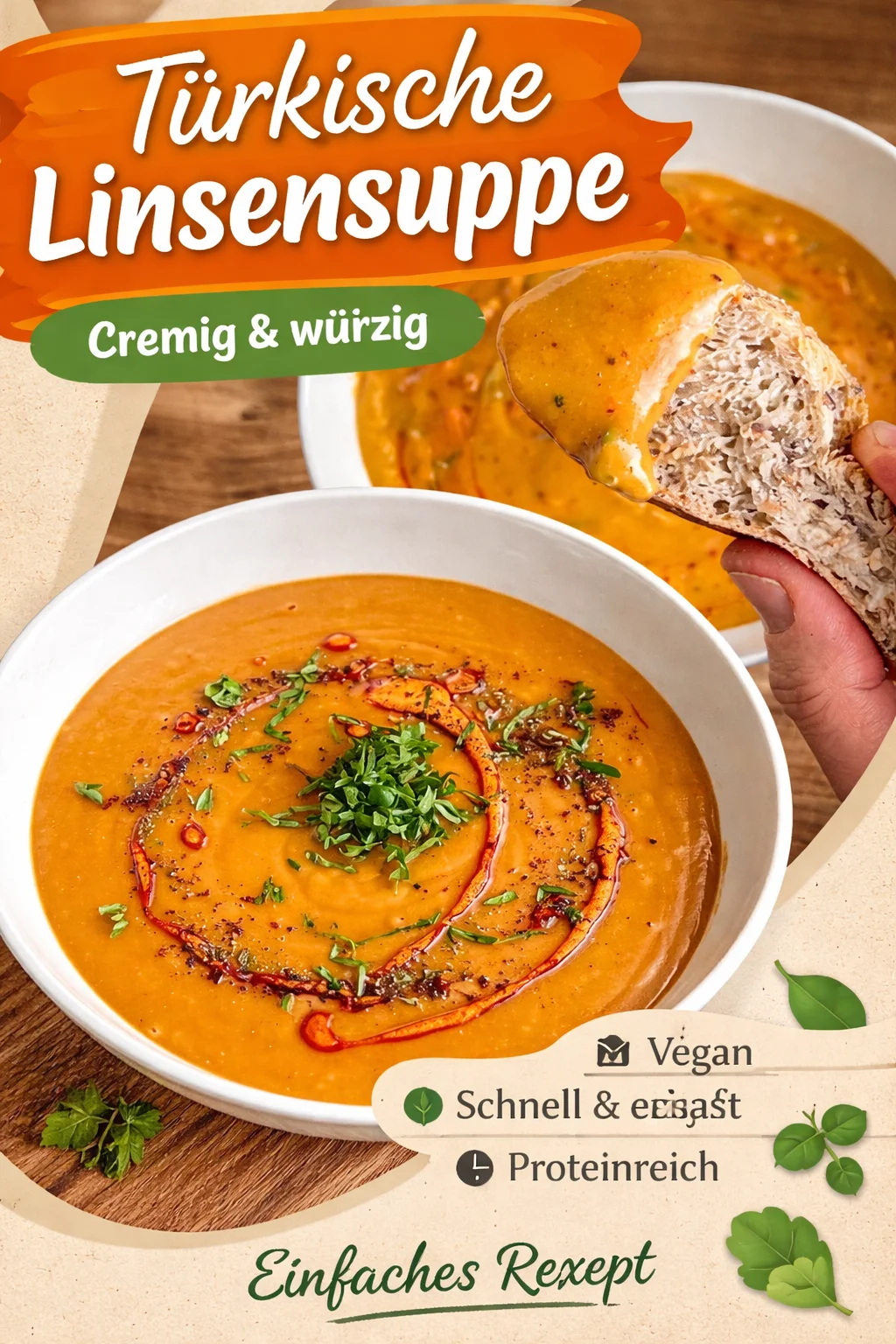 Vegane Türkische Rote Linsensuppe