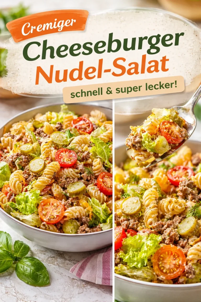 Big Mac Nudelsalat mit Pasta, Sauce und frischen Zutaten serviert.