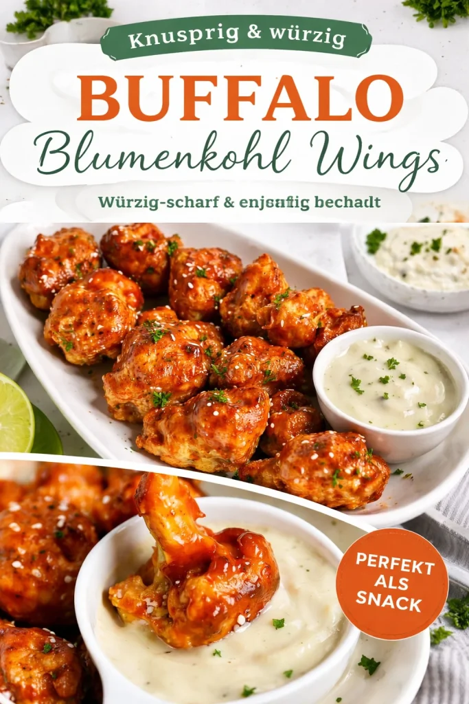 Leckere Blumenkohl-Flügel auf einem Teller serviert