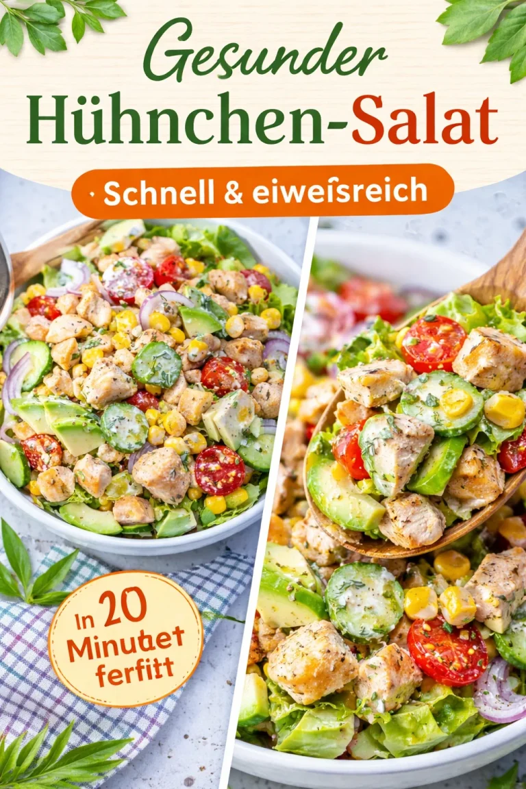 Gesunder Ranch-Hühnchensalat mit frischem Gemüse und zartem Hähnchenfleisch