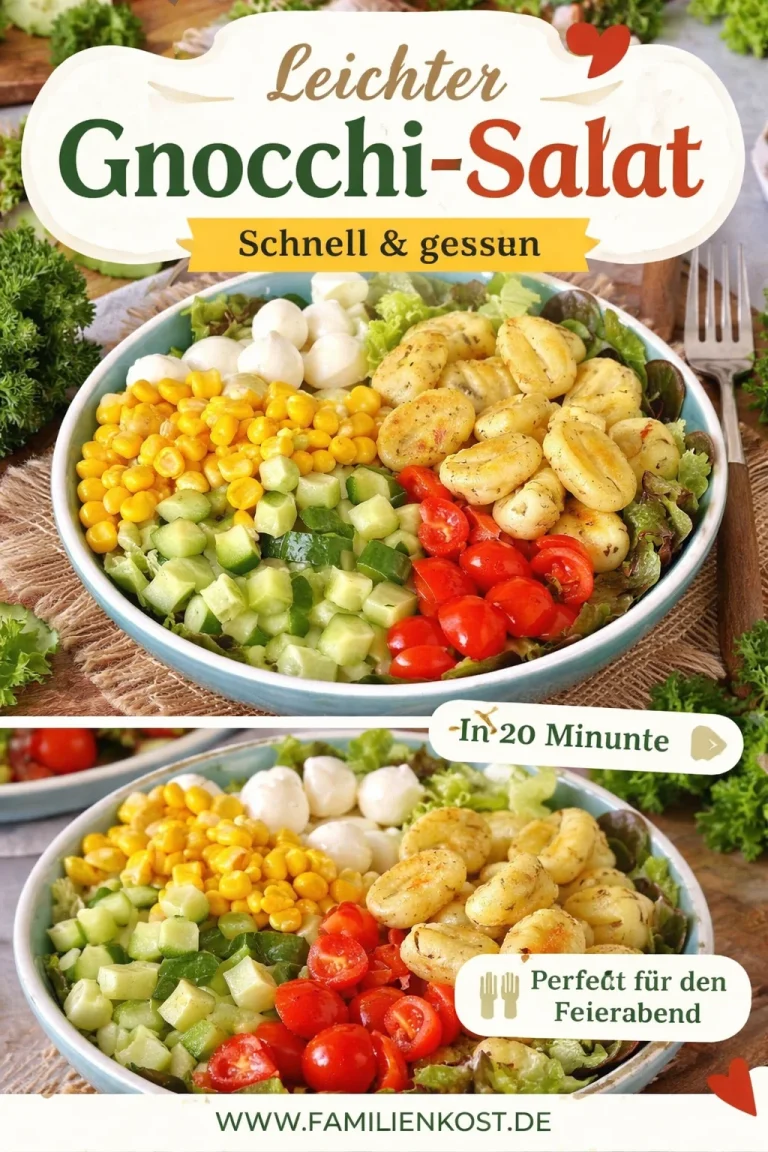 Leckerer Gnocchi-Salat mit frischen Zutaten auf einem Teller