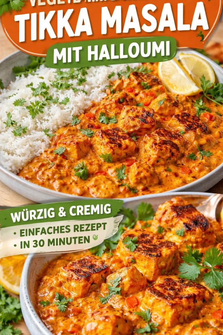 Halloumi Tikka Masala Rezept mit würziger Sauce und zarten Halloumi-Stücken