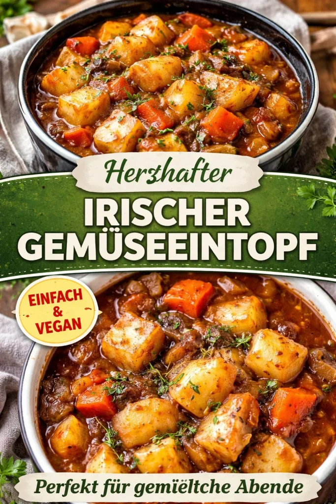 Herzhaftes irisches vegetarisches Eintopfgericht mit frischen Zutaten