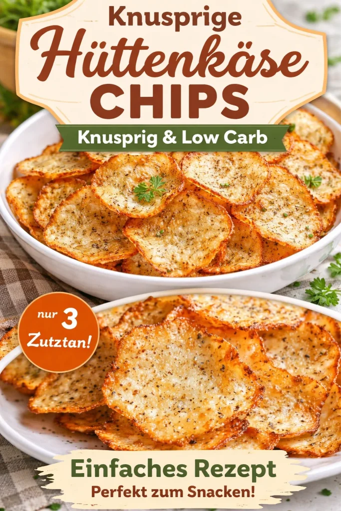 Köstliche Hüttenkäse-Chips in einer Schale, perfekt für gesunde Snacks.