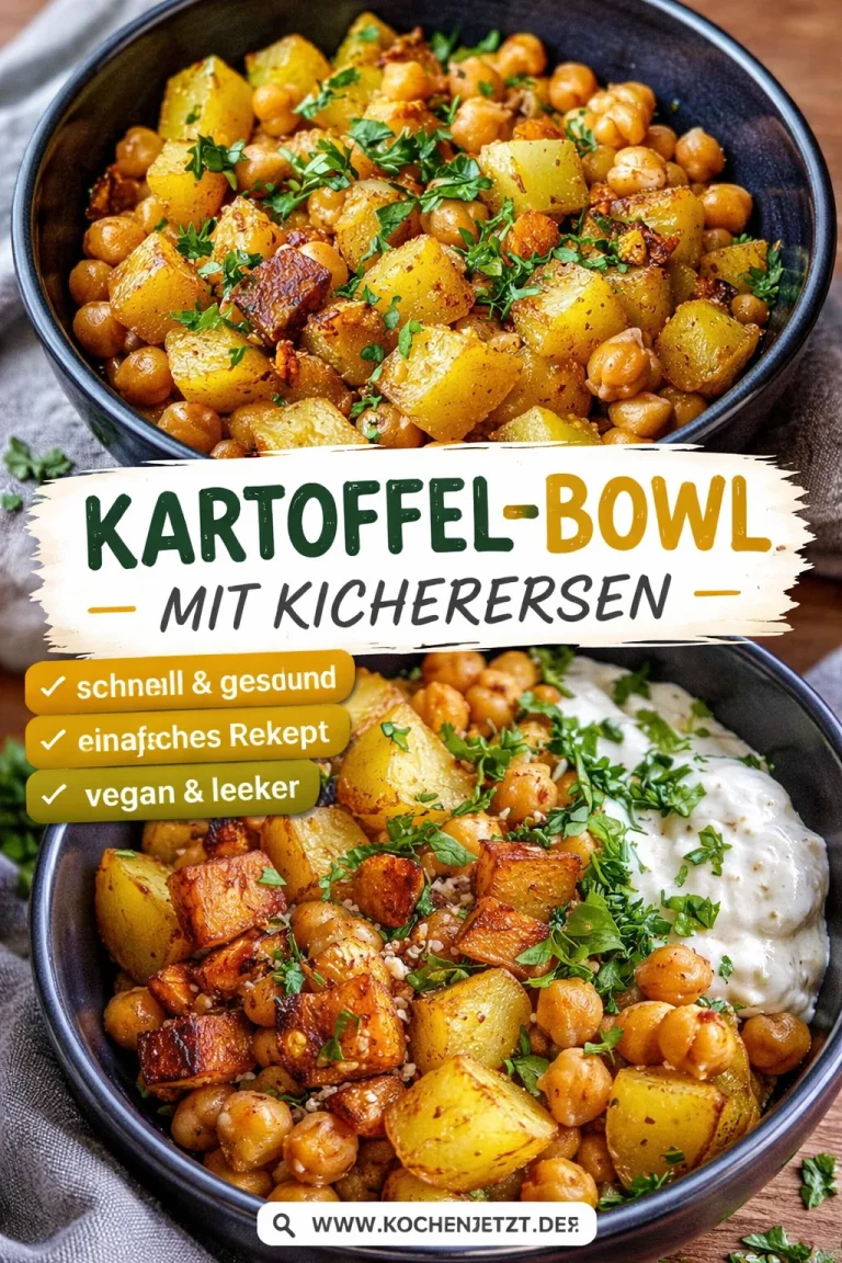 Bunte Kartoffel-Bowl mit Kichererbsen und frischem Gemüse