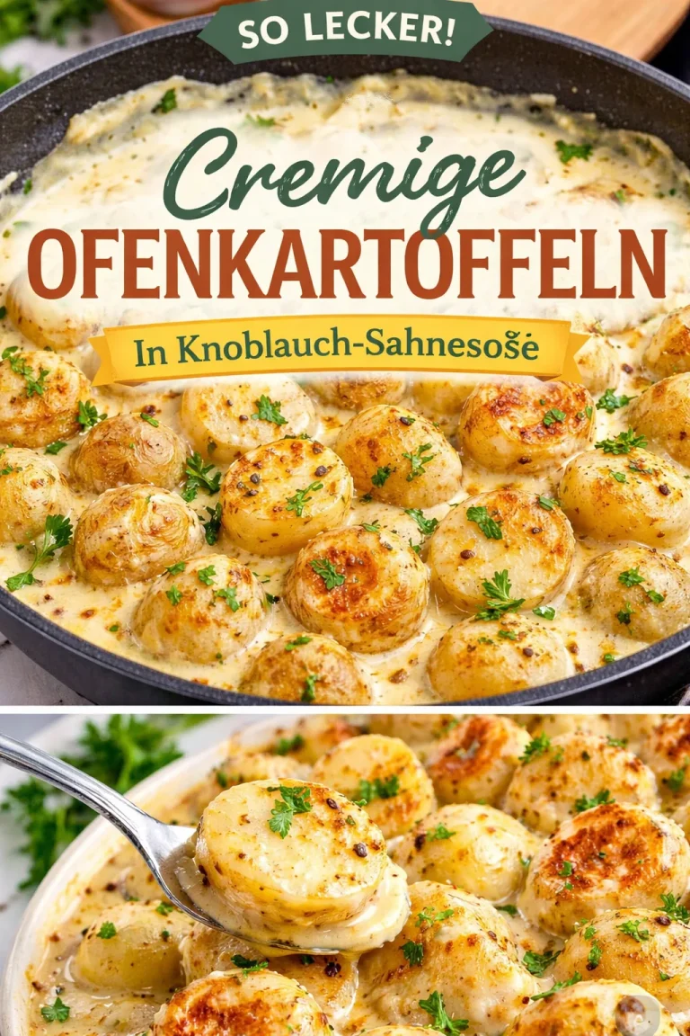 Kartoffeln in cremiger Knoblauch-Sahnesauce, schnell und einfach zubereitet