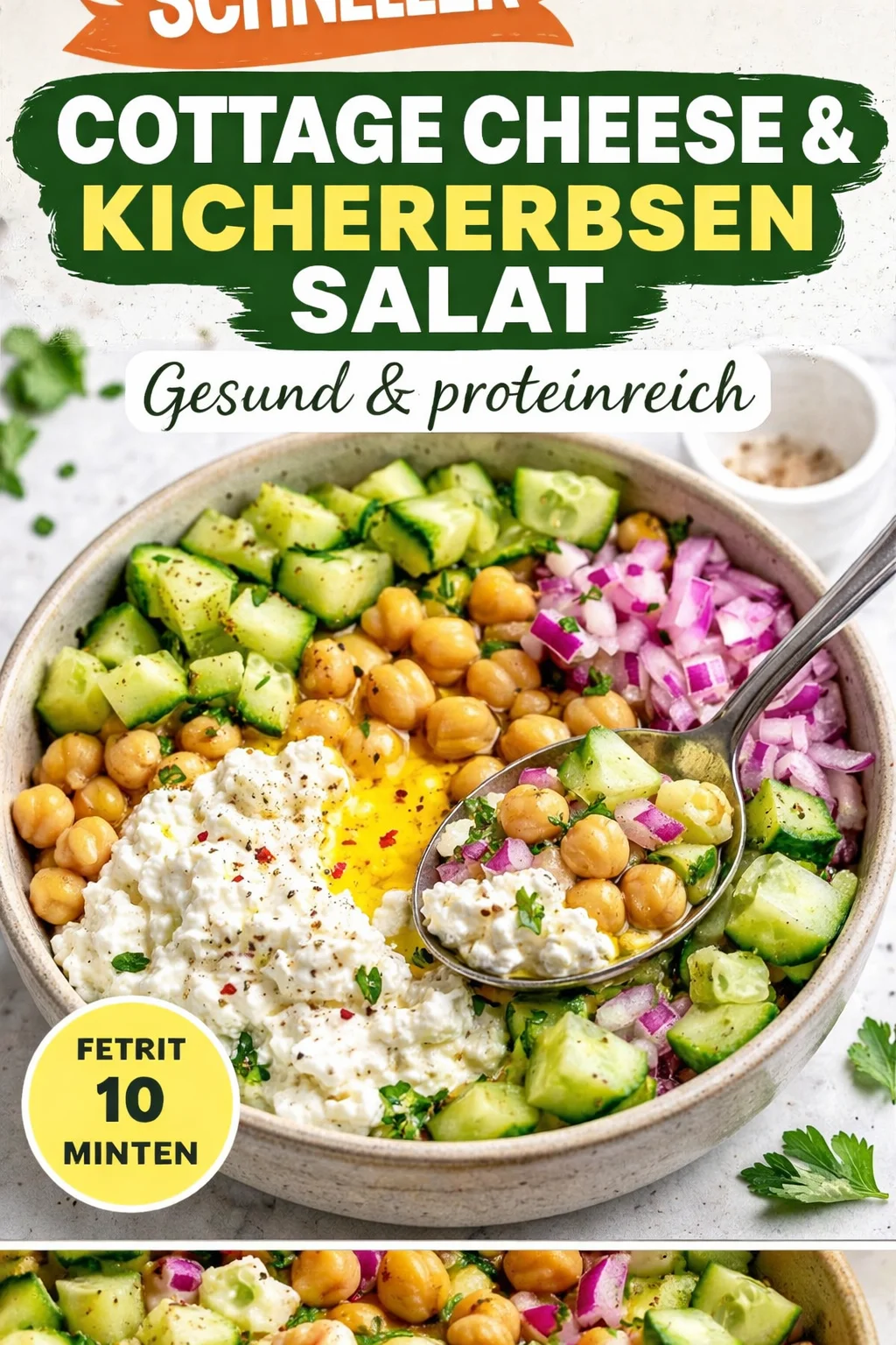Käse- und Kichererbsensalat-Schüssel