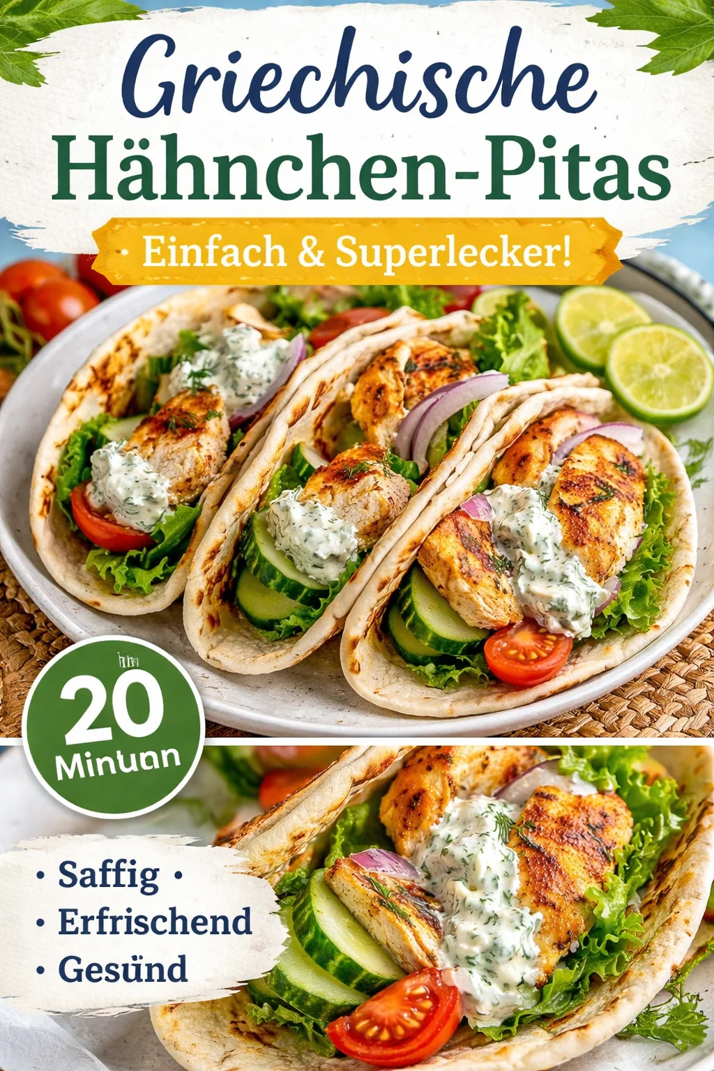 Knusprig mariniertes Hähnchen im Fladenbrot