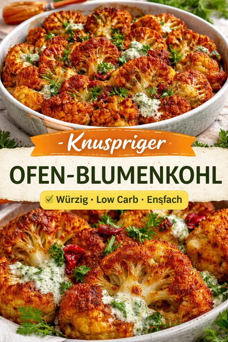 Knuspriger Blumenkohl aus dem Ofen auf einem Teller serviert