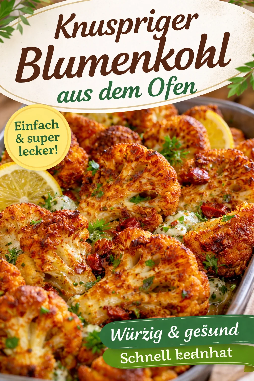 Knuspriger Blumenkohl aus dem Ofen, köstliches Rezept