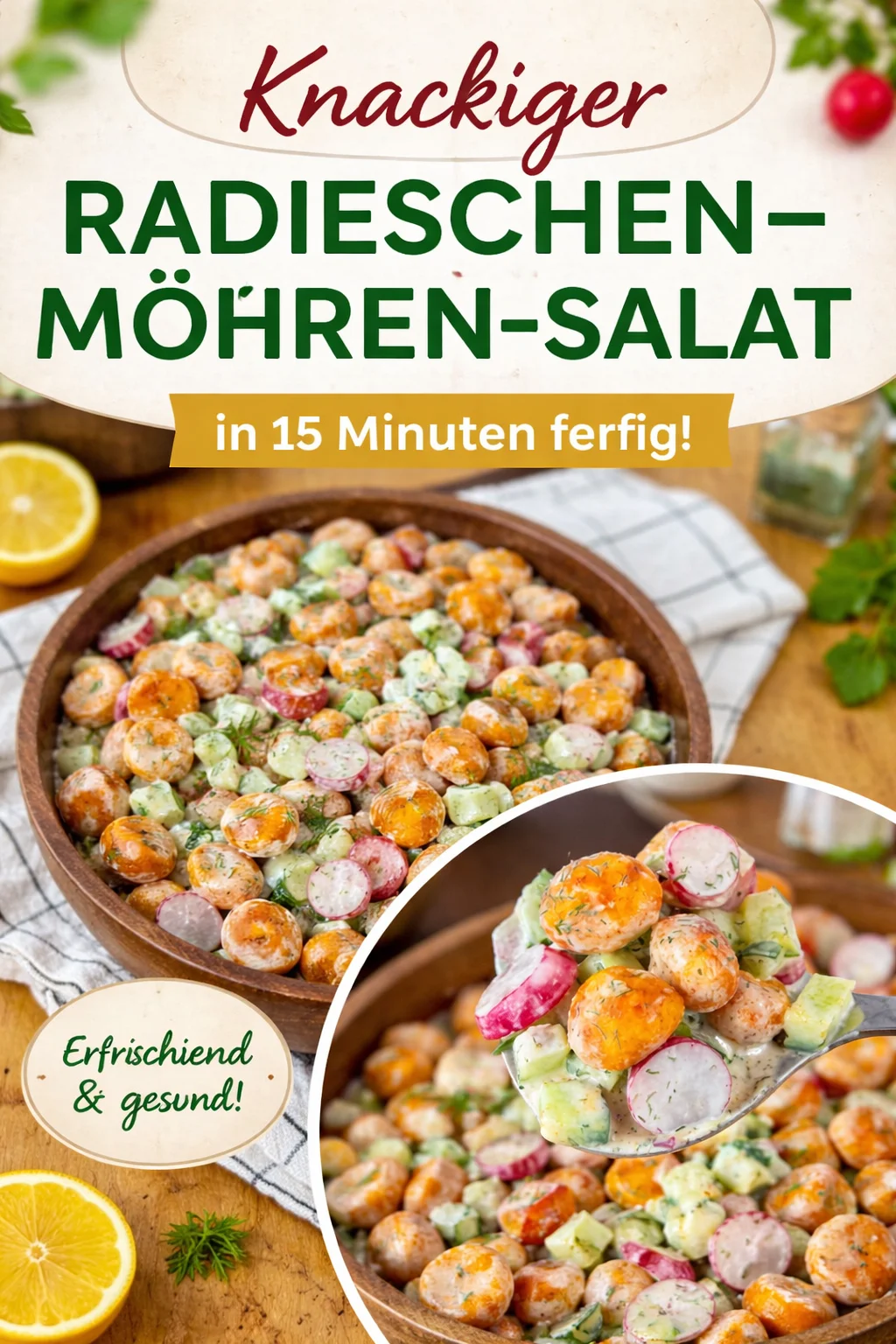 Knuspriger Gnocchi-Salat mit frischem Gemüse und Dressing