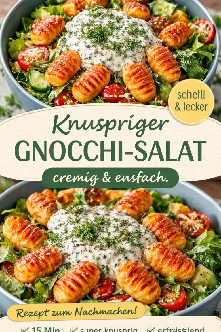 Knuspriger Gnocchi Salat mit frischen Zutaten und einem würzigen Dressing