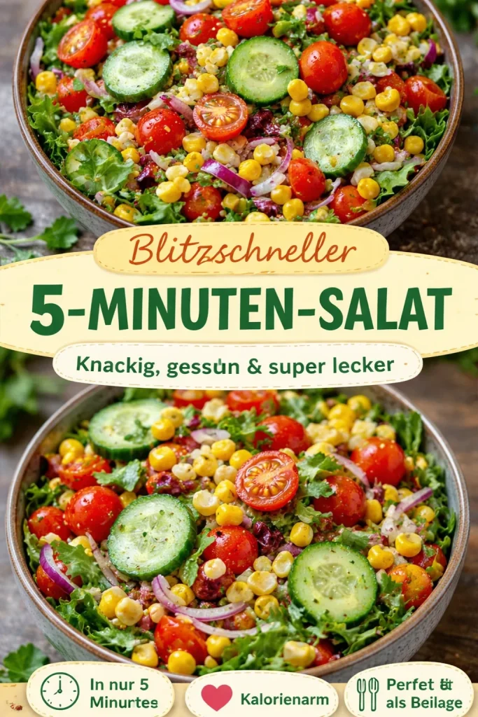 Leckerer 5-Minuten-Salat mit frischen Zutaten in einer Schüssel