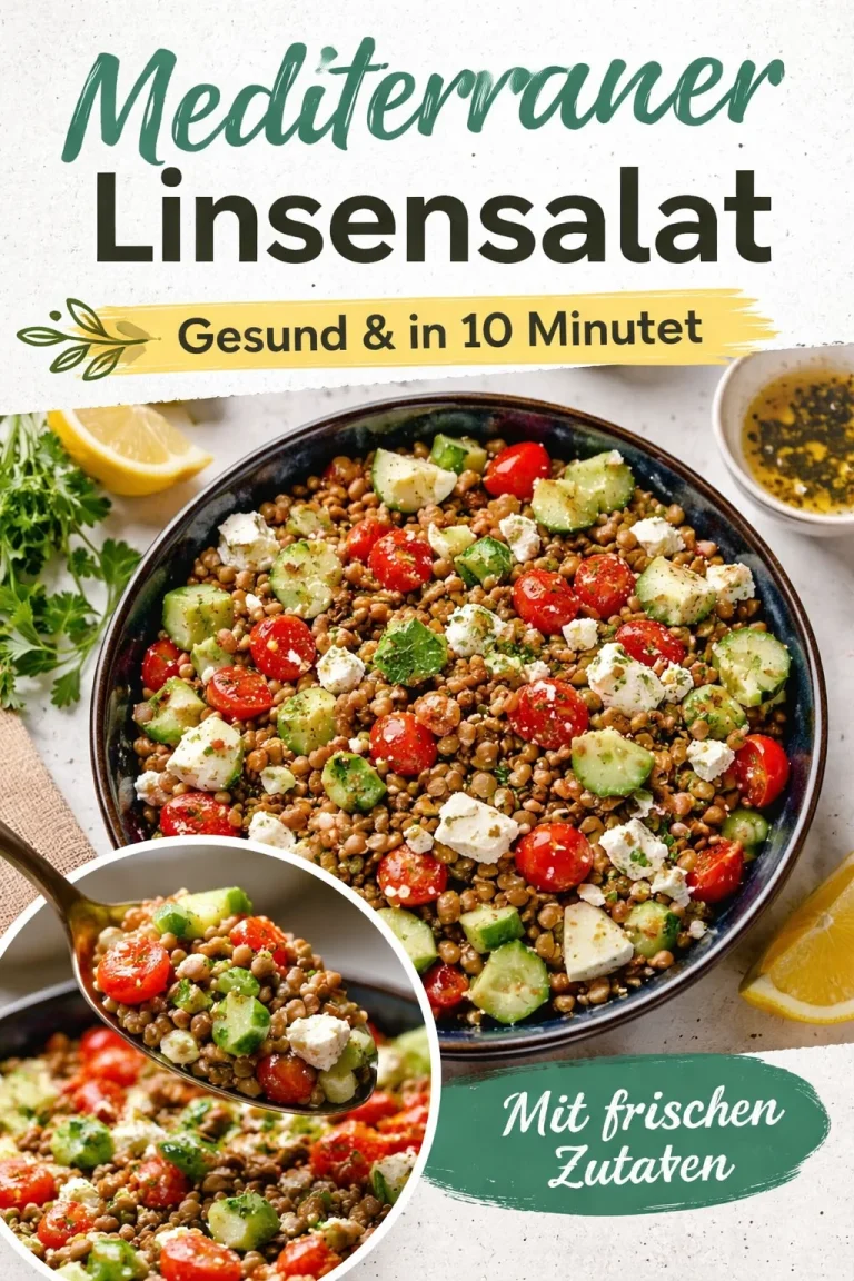 Gesunder Linsen-Feta-Salat mit frischen Zutaten