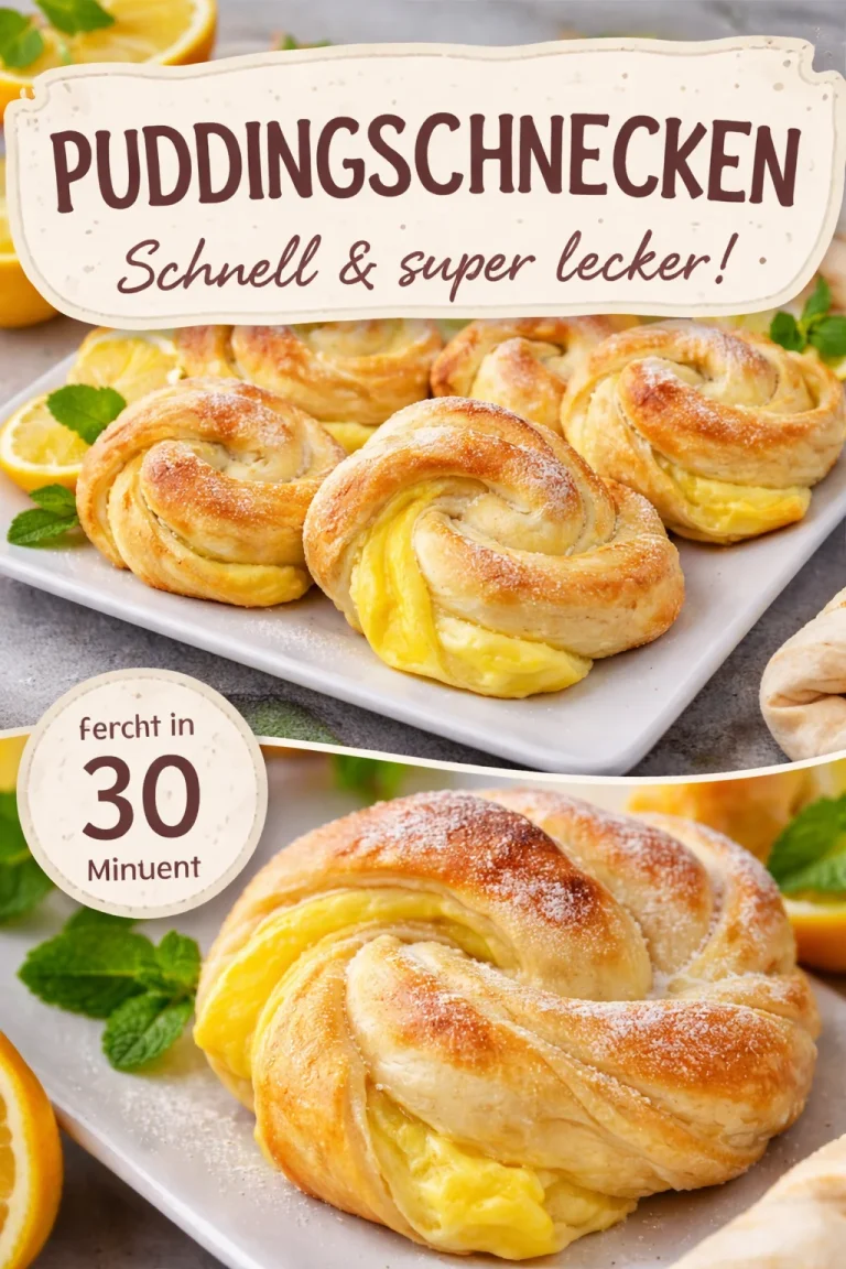 Frisch gebackene Puddingschnecken auf einem Teller serviert