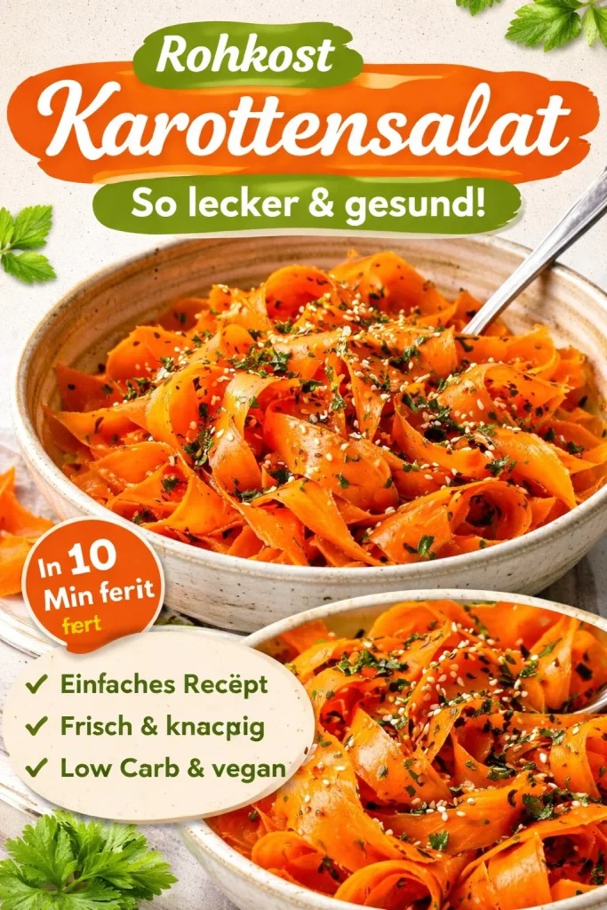 Leckerer Rohkarottensalat aus frischen Karotten und gesunden Zutaten