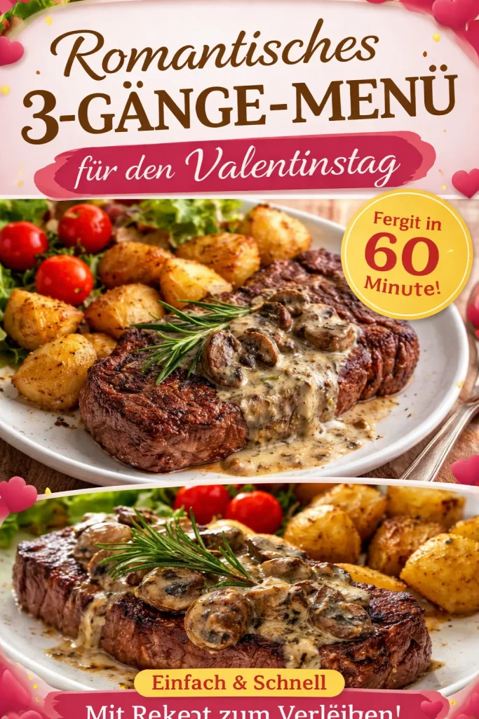 Romantisches Valentinstags-Dinner mit 3-Gänge-Menü in 60 Minuten