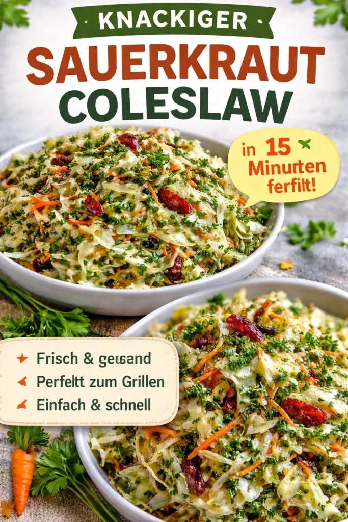 Sauerkräuter Cremesalat mit Joghurt auf einem Teller angerichtet