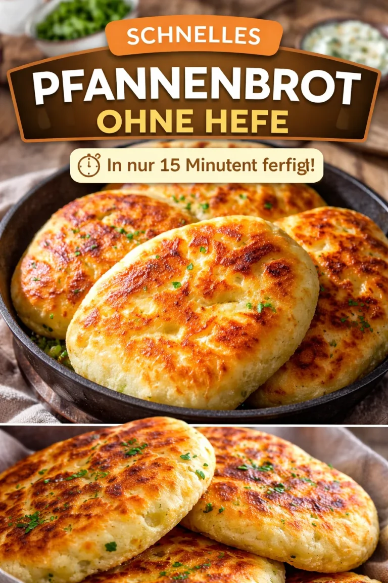 Schnelles Pfannenbrot ohne Hefe auf einem Teller serviert